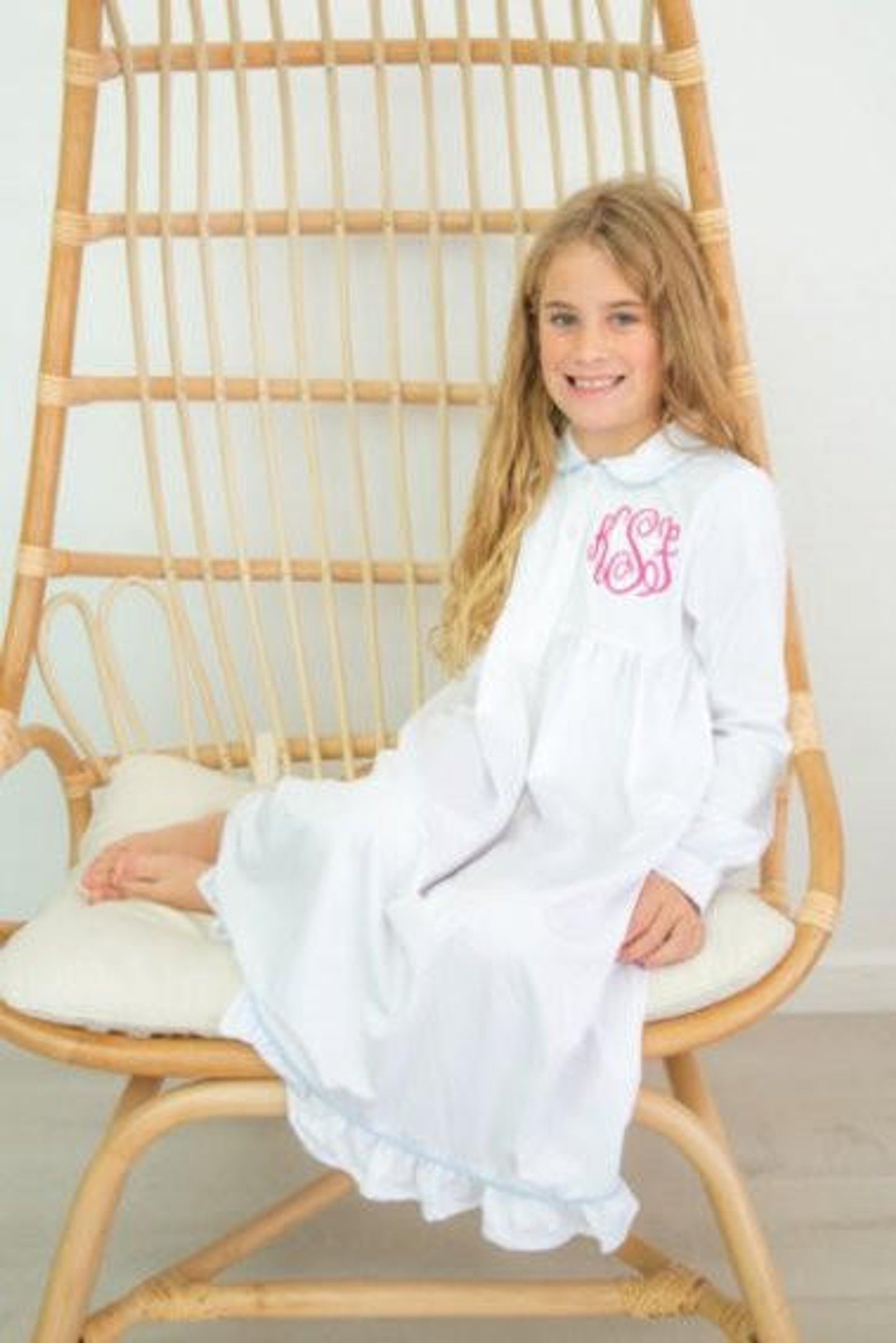 Girls Knit Pajamas Nightgown with Trim