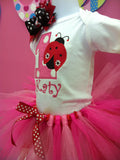 Ladybug Hot Pink and Red Birthday TuTu Set