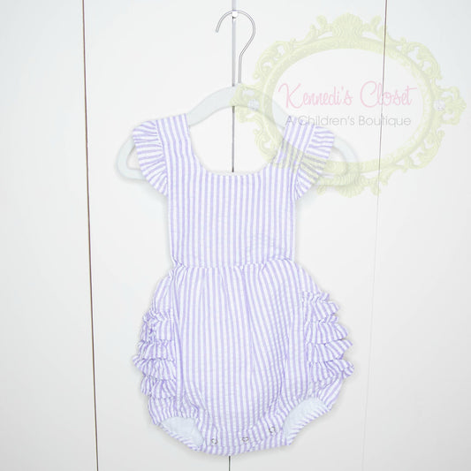 Lavender Seersucker Ruffle Bubble