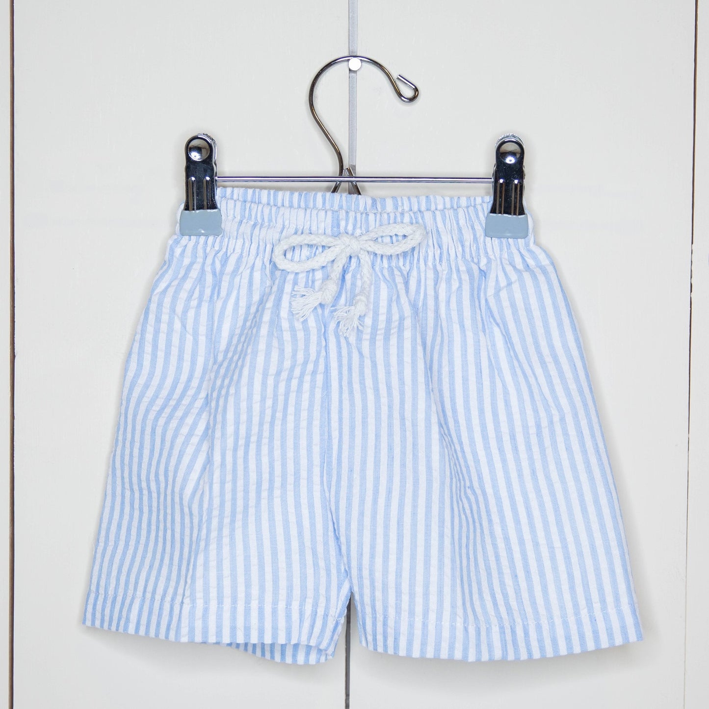 Boys Seersucker Swim Shorts Light Blue