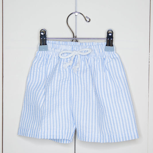 Boys Seersucker Swim Shorts Light Blue