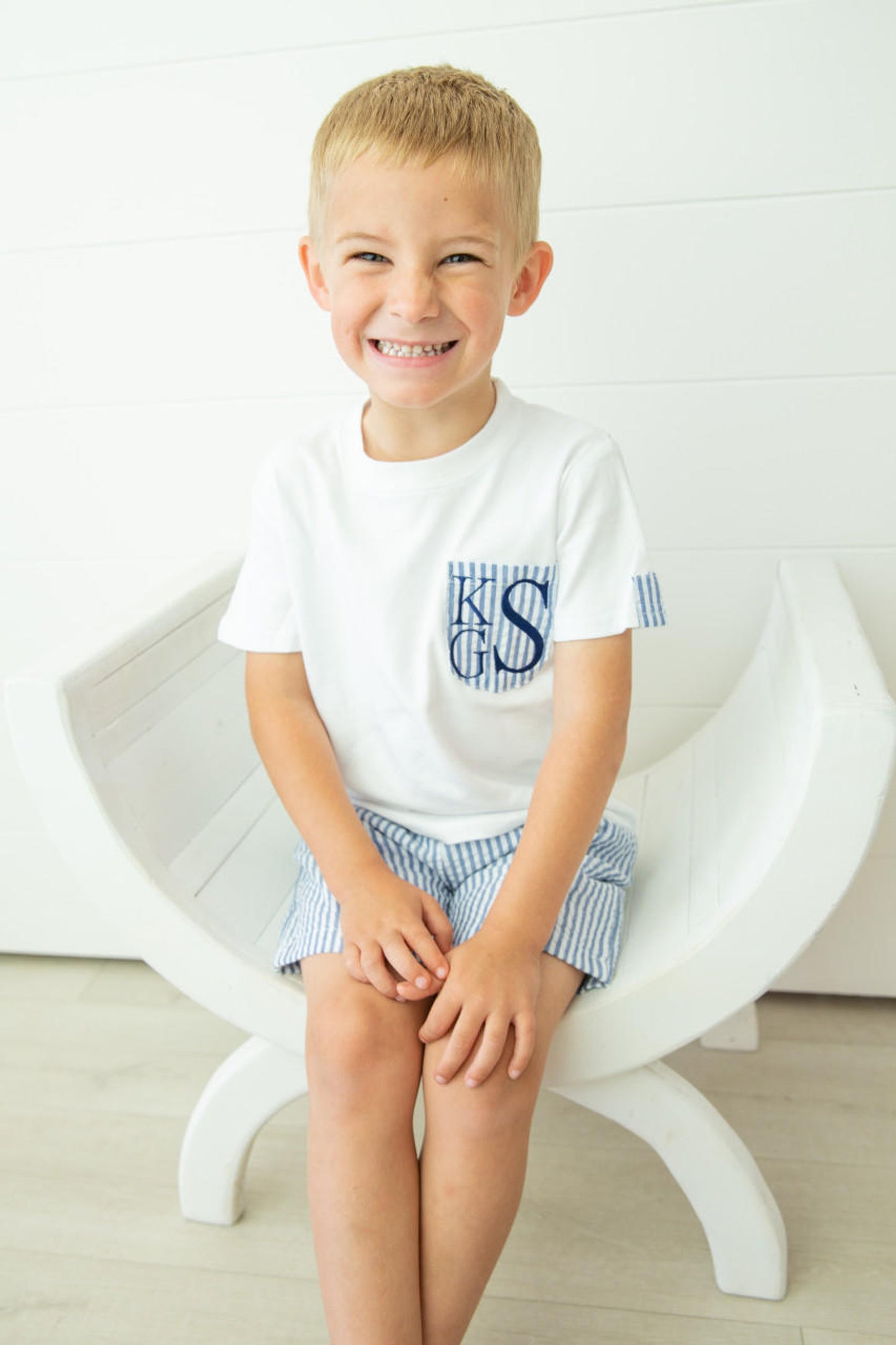 Boys Seersucker Pocket Tee