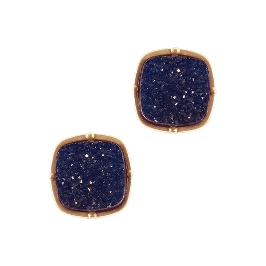 Navy Druzy Earrings