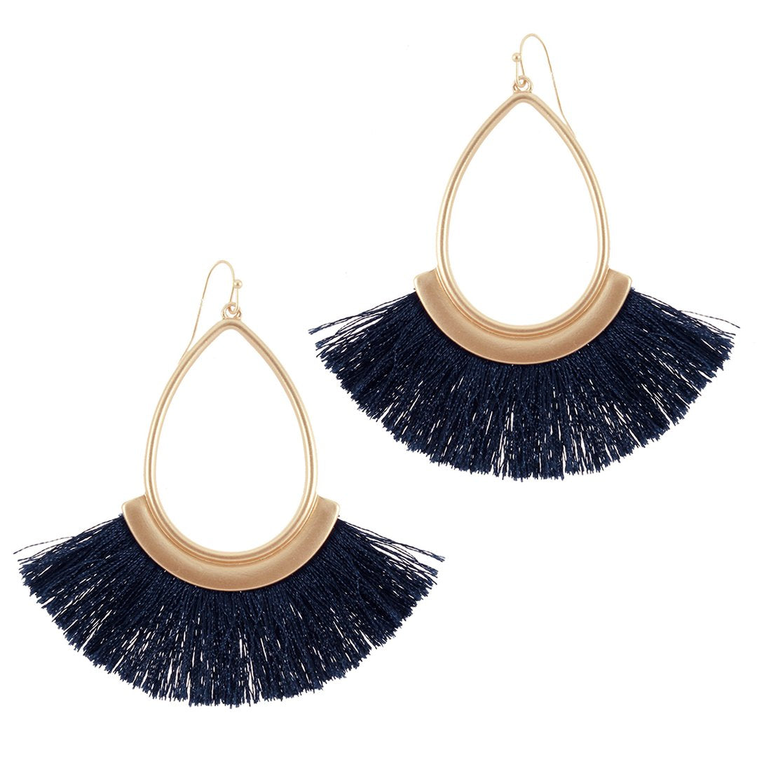 Navy Fringe Earrings