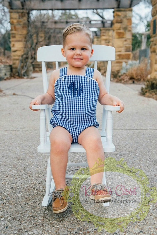 Navy Gingham Sunsuit