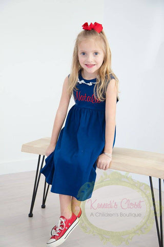Girls Sleeveless Knit Dress with Lace Trim multi colors