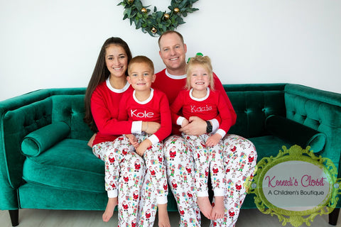 Christmas Jammies Pajamas Elf Print KIDS and ADULTS