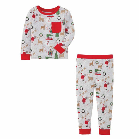 Christmas Pajamas Print- Grey Boys