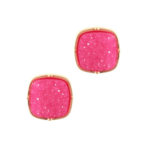 Pink Druzy Earrings