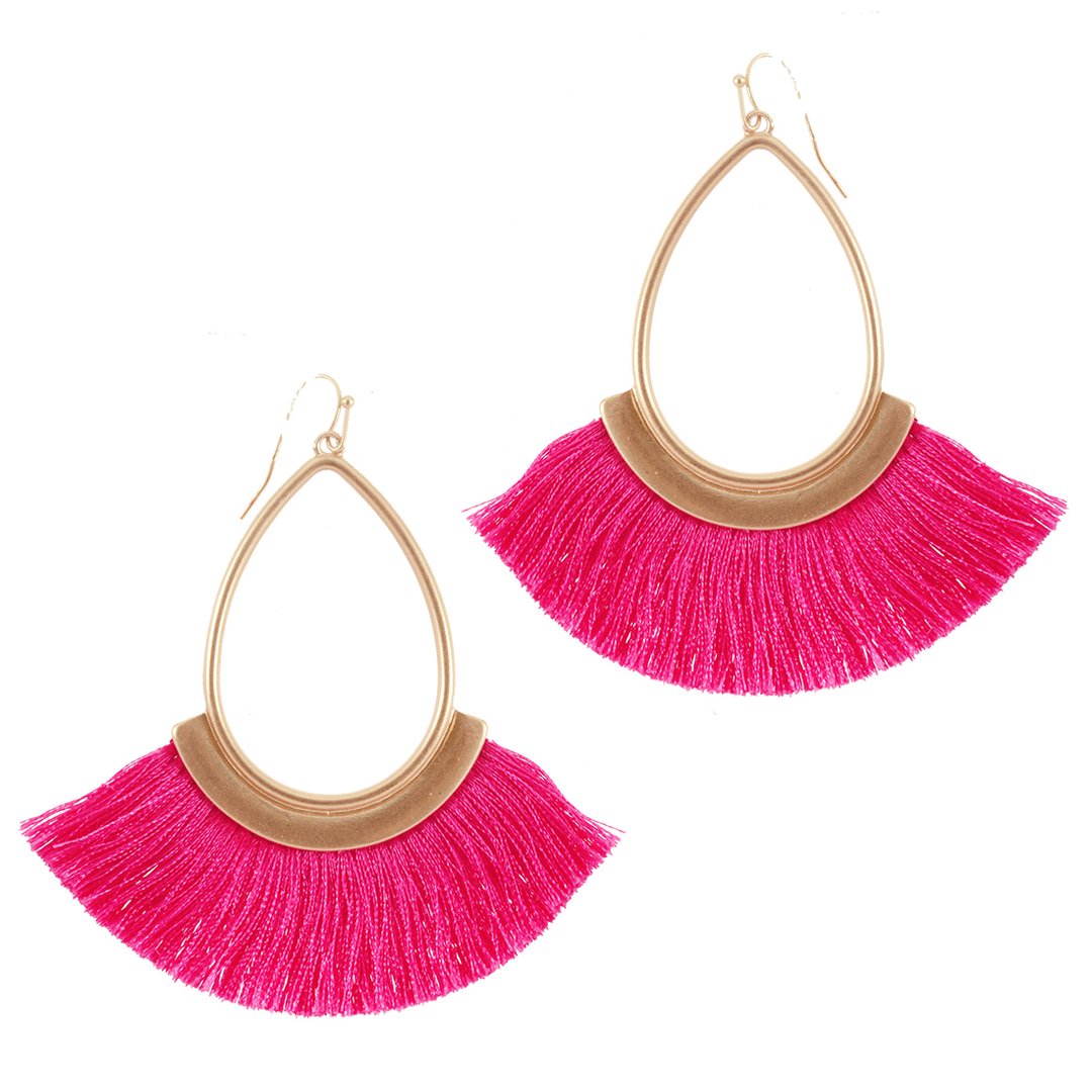 Pink Fringe Earrings