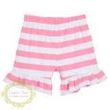 Pink Stripe Knit Ruffle Shorts