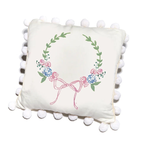 Wreath with Bow Pillow