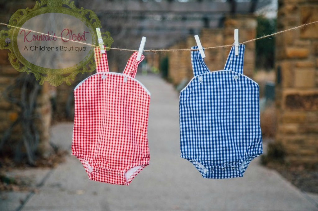 Navy Gingham Sunsuit