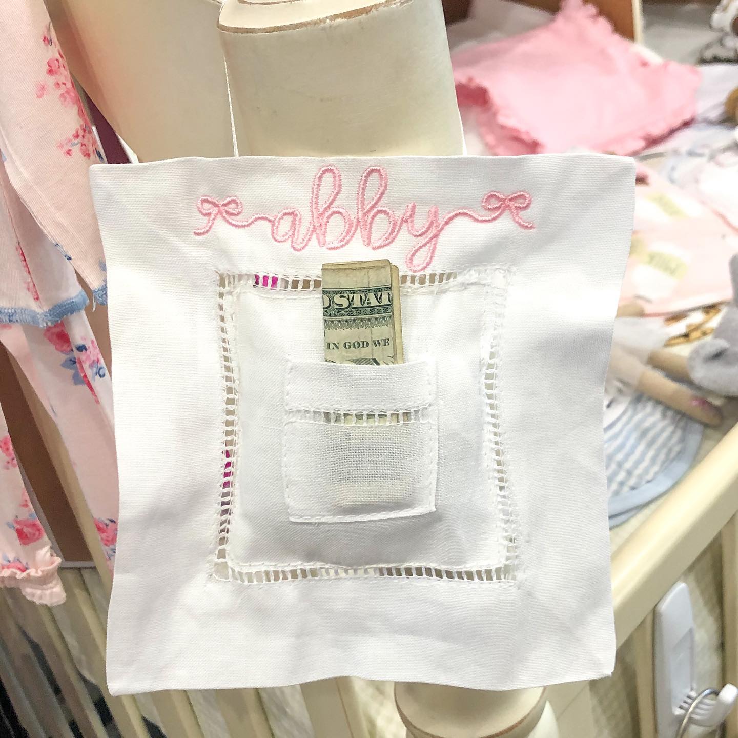 Linen Tooth Fairy Pillow- available in pink and blue