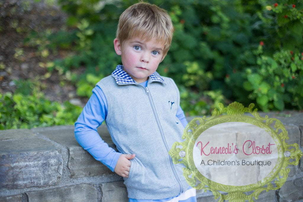 Boys Grey with Blue Gingham Vest