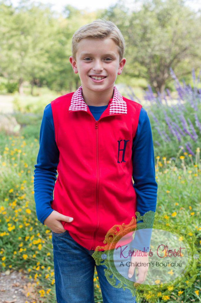 Boys Grey with Blue Gingham Vest