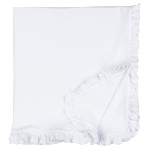Monogrammed Knit Ruffle Blanket